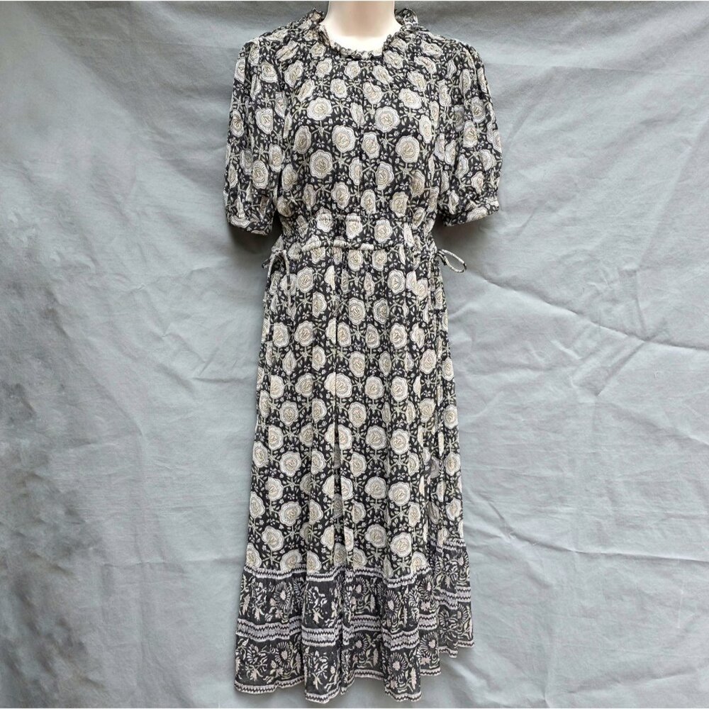 Cleobella $256 Brown Midi Dress Size XS Boho Western Country Gathered Puff